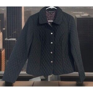 Briggs New York Women’s Quilted Jacket PM Petite Medium Black Snap Coat NEW